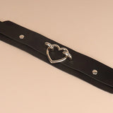 Punk Ladies Necklace with Peach Heart PU Leather