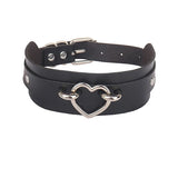 Punk Ladies Necklace with Peach Heart PU Leather