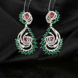 S925 Green Leaf Shape Earrings Vintage Jewelry