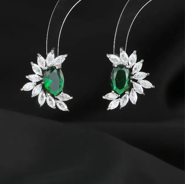 Zircon Flower Earrings S925 Silver Women's Accessories