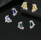 Zircon Flower Earrings S925 Silver Women's Accessories
