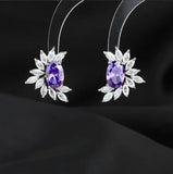 Zircon Flower Earrings S925 Silver Women's Accessories