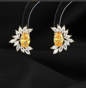 Zircon Flower Earrings S925 Silver Women's Accessories