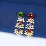 Flower Tassel Earrings S925 Silver Needle Women's All-Match Jewelry