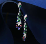 Geometric Shape Earrings Tassel S925 Silver Women Vintage Jewelry