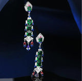 Geometric Shape Earrings Tassel S925 Silver Women Vintage Jewelry