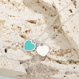 Double Heart Enamel Necklace S925 Sterling Silver Classic Womens Jewelry