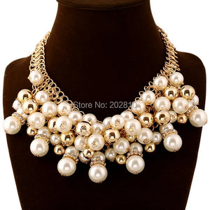 Chunky Chain Pearl Necklace for Wedding Party