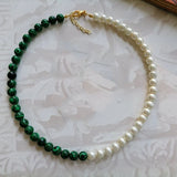 Nature Stone Necklace Freshwater Pearl Choker Jewelry