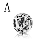 A-Z Letter Charm DIY Beads for 925 Silver Bracelet D009