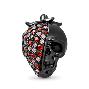 925 Silver Charm Strawberry Skull Pendant for Bracelet Making