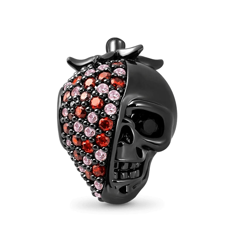 925 Silver Charm Strawberry Skull Pendant for Bracelet Making