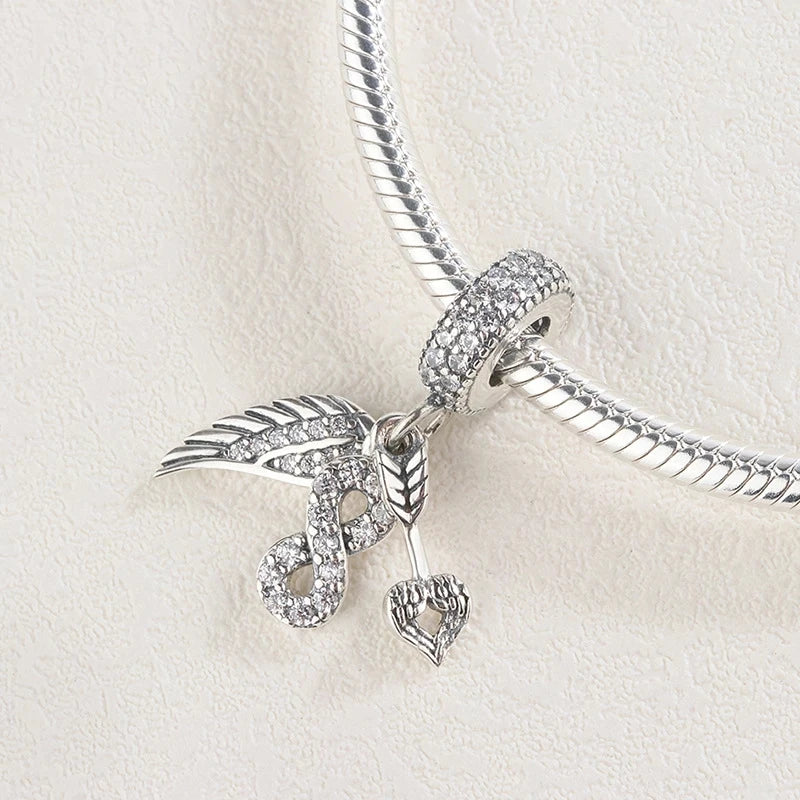 925 Silver Love Arrow Pendant Charm for Bracelets DIY Jewelry Making