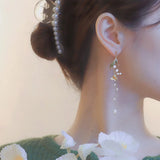 Pearl Tassel Butterfly Flower Earrings