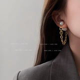 Pearl Chain Earrings 925 Silver Anti Fading High-Grade Ear Ring