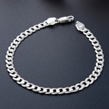 Real S925 Pure Silver Men Bracelet Whip Chain Boys Jewelry