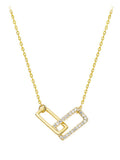 Double Ring Cross Necklace with Diamond Accent