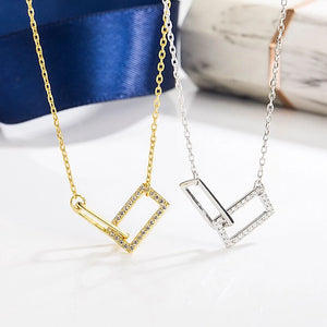 Double Ring Cross Necklace with Diamond Accent