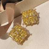 Green Gem Vintage Studs Earrings, French Elegance Spain US Jewelry