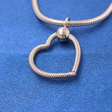 925 Silver Heart-Shaped O Pendant for DIY Jewelry