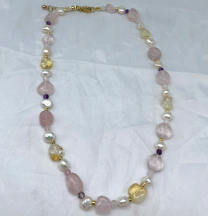 Bohemian Natural Stone Pearl Pendant Charm Necklace