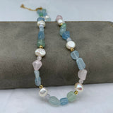 Bohemian Natural Stone Pearl Pendant Charm Necklace