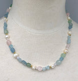 Bohemian Natural Stone Pearl Pendant Charm Necklace