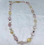 Bohemian Natural Stone Pearl Pendant Charm Necklace