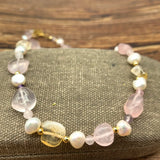 Bohemian Natural Stone Pearl Pendant Charm Necklace