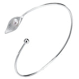 925 Silver Calla Lily Bangle Retro Palace Pearl Bracelet