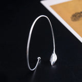925 Silver Calla Lily Bangle Retro Palace Pearl Bracelet