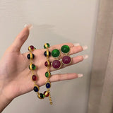 Vintage European & American Glaze Necklace & Earrings Set
