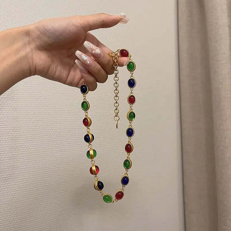 Vintage European & American Glaze Necklace & Earrings Set