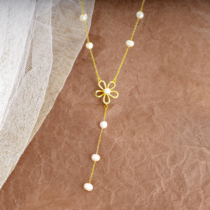 Natural Pearl Bead Necklace Classic Charm Jewelry Women