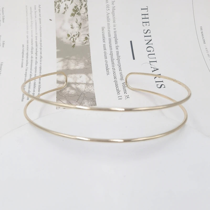 Punk Metal Geometric Choker Necklace for Women