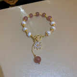 Retro Starfish Shell Alphabet Tag Zircon Bracelet