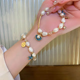 Retro Starfish Shell Alphabet Tag Zircon Bracelet