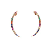 925 Silver Rainbow CZ Moon Stud Earring