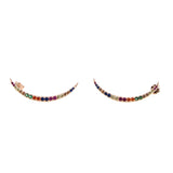 925 Silver Rainbow CZ Moon Stud Earring