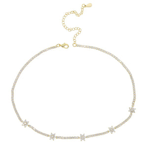 Spring Tennis CZ Choker Flower Charm Colorful Necklace