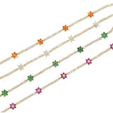 Spring Tennis CZ Choker Flower Charm Colorful Necklace