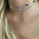 Spring Tennis CZ Choker Flower Charm Colorful Necklace