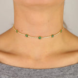Spring Tennis CZ Choker Flower Charm Colorful Necklace