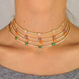 Spring Tennis CZ Choker Flower Charm Colorful Necklace