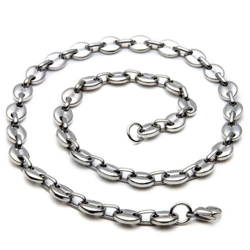 Coffee Bean Melon Seed Chain Stainless Steel Necklace