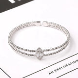 Women's Beaded Bracelet with Zircon Inlay
