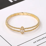 Women's Beaded Bracelet with Zircon Inlay