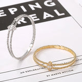 Women's Beaded Bracelet with Zircon Inlay