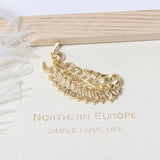 Women's CZ Pearl Feather Brooch Dress Jewelry