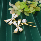 Dragonfly Brooch Women's Shell Pearl Dress Costume Jewelry Accessory